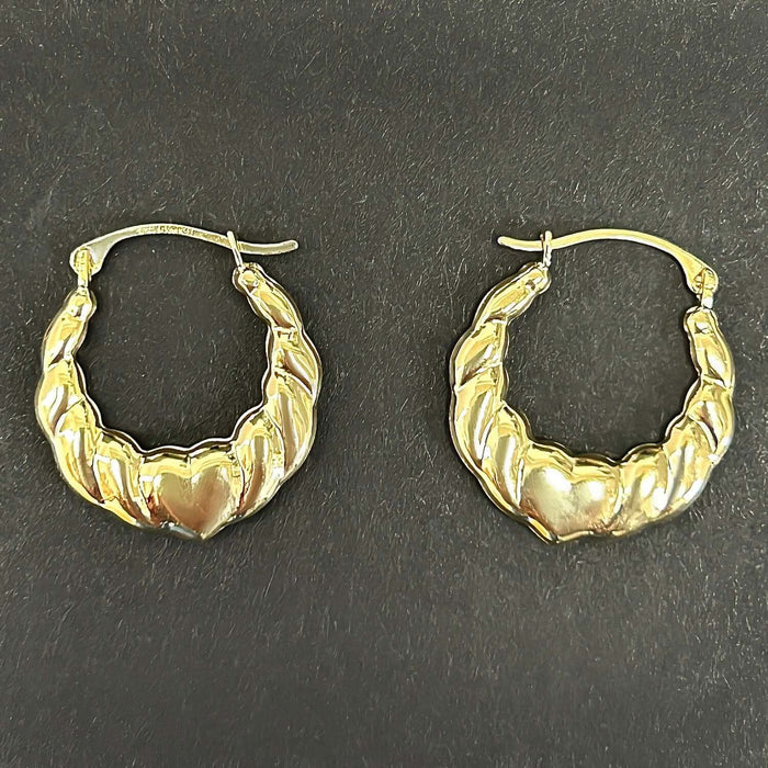 14K Gold Love Heart Hoop Earrings 20mm - WJD Exclusives