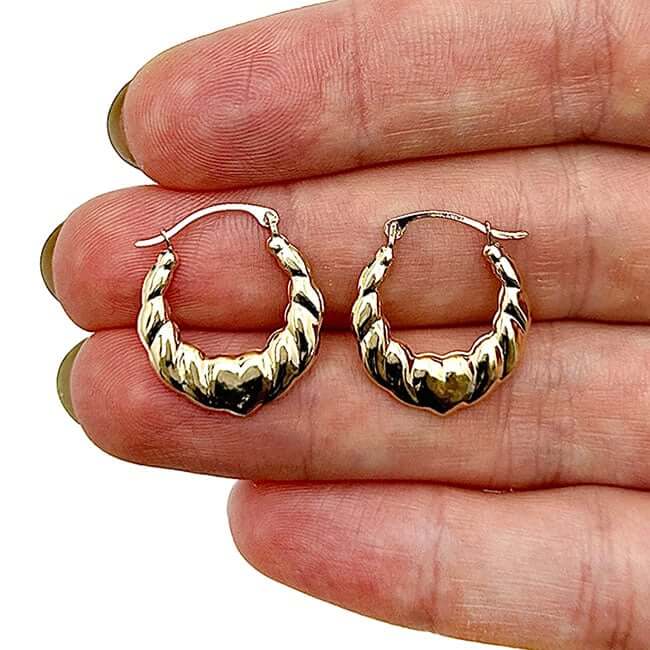 14K Real Gold Love Heart Hoop Earrings 20mm