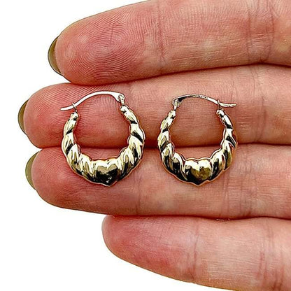 14K Real Gold Love Heart Hoop Earrings 20mm