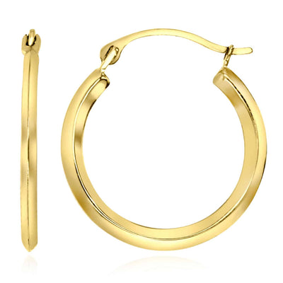 Real 14K Gold Knife Edge Hoop Earrings 19mm - WJD Exclusives