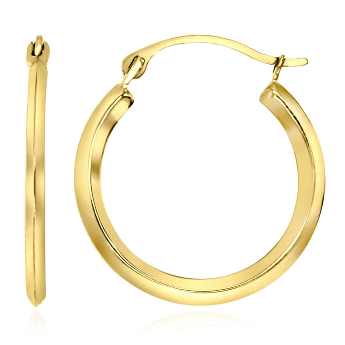 Real 14K Gold Knife Edge Hoop Earrings 19mm - WJD Exclusives