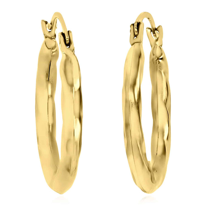 14K Gold Swirl Hoop Earrings 19mm - WJD Exclusives