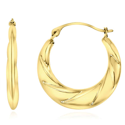 14K Gold Graduated Swirl Hoop Earrings 19mm - WJD Exclusives