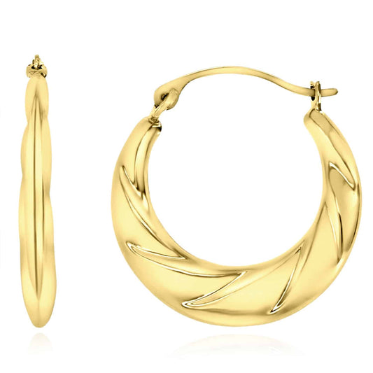 14K Real Gold Graduated Swirl Hoop Earrings 19mm