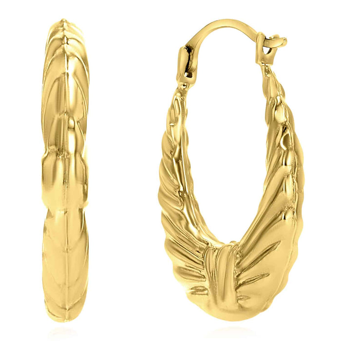 14K Gold Graduated Bow Hoop Earrings 19mm - WJD Exclusives