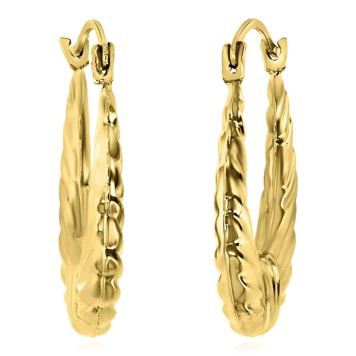 14K Gold Graduated Bow Hoop Earrings 19mm - WJD Exclusives