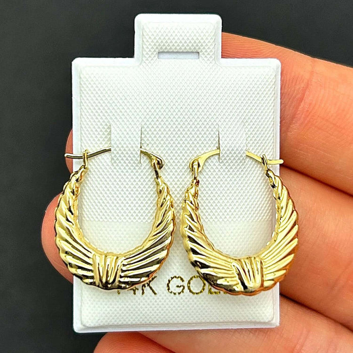 14K Gold Graduated Bow Hoop Earrings 19mm - WJD Exclusives