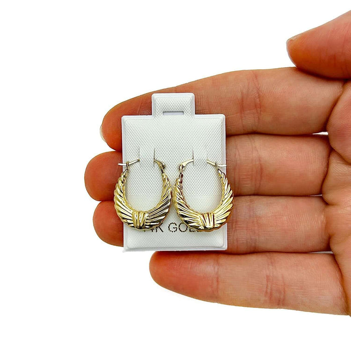 14K Gold Graduated Bow Hoop Earrings 19mm - WJD Exclusives