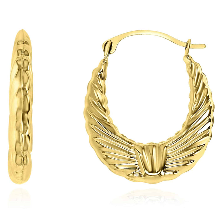 14K Gold Graduated Bow Hoop Earrings 19mm - WJD Exclusives