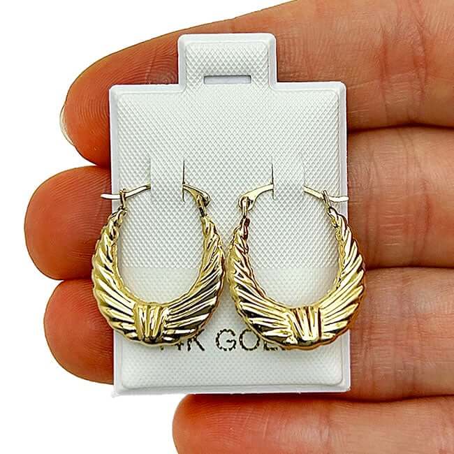 14K Gold Graduated Bow Hoop Earrings 19mm - WJD Exclusives