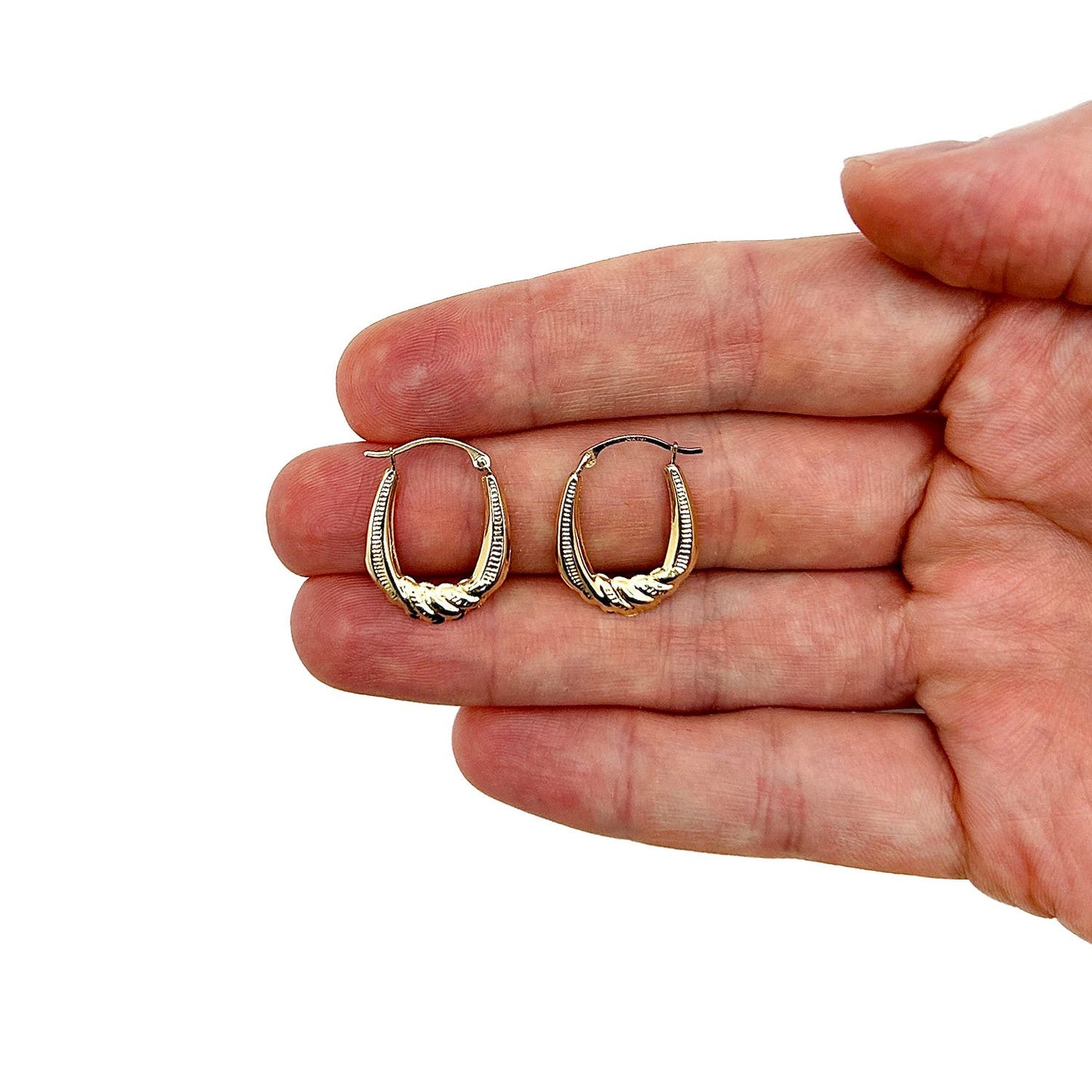 14K Real Gold Graduated Twisted Hoop Earrings 20mm