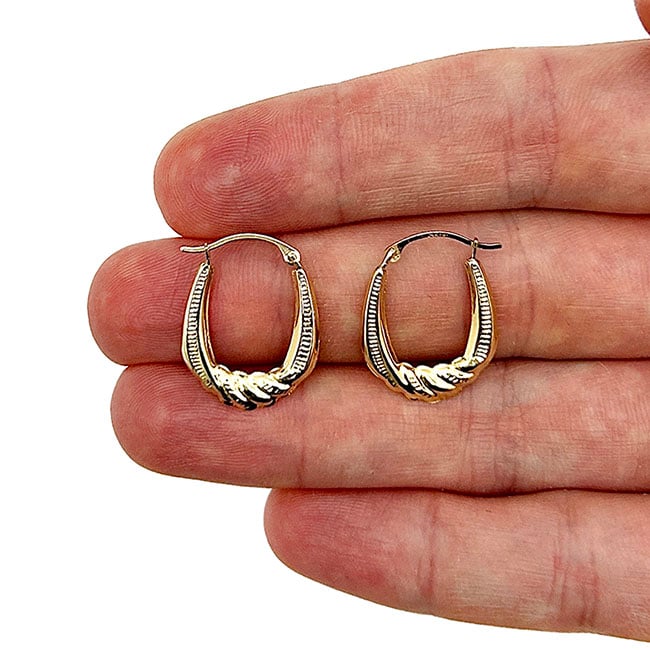 14K Real Gold Graduated Twisted Hoop Earrings 20mm