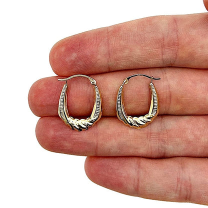 14K Real Gold Graduated Twisted Hoop Earrings 20mm