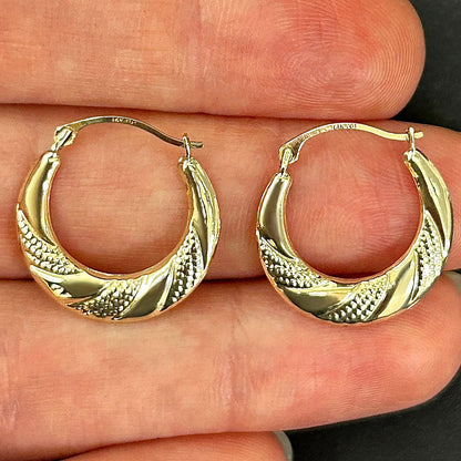 14K Real Gold Graduated Swirl Hoop Earrings 18mm