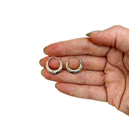14K Real Gold Graduated Swirl Hoop Earrings 18mm