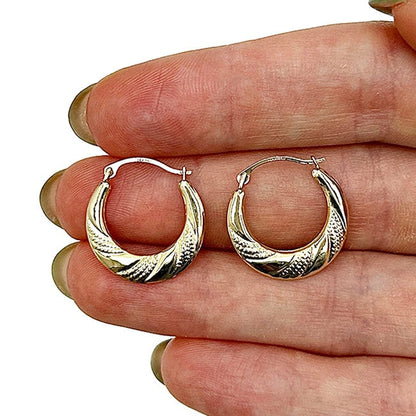 14K Real Gold Graduated Swirl Hoop Earrings 18mm
