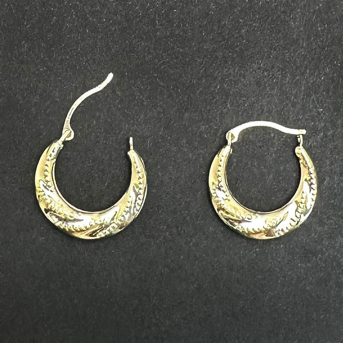 14K Gold Stitched Pattern Twisted Hoop Earrings 19mm - WJD Exclusives