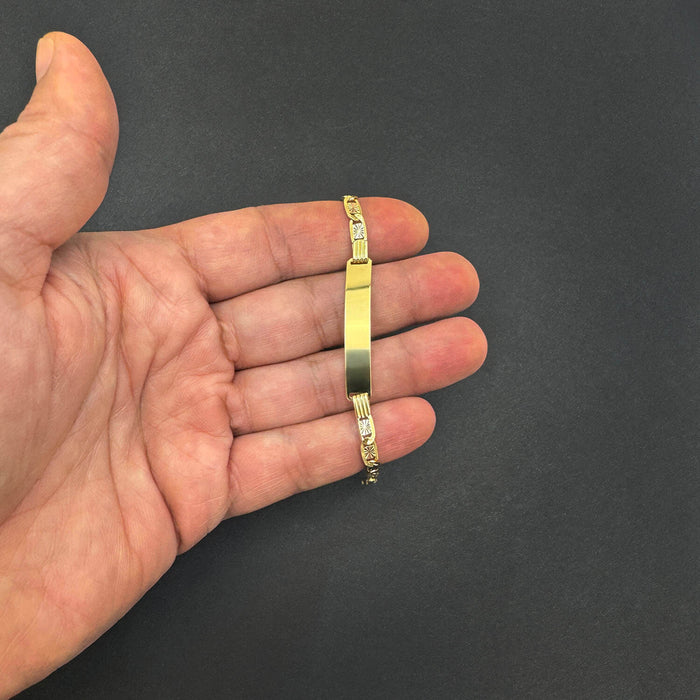 Engravable 14K Tri - Color Gold Personalized Valentino ID Bracelet (Solid Links) 6" - 7" - WJD Exclusives