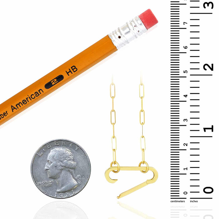 14K Yellow Gold Open Close Safety Pin Paperclip Necklace (Solid Links) 18" - WJD Exclusives