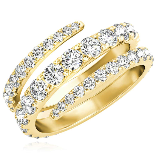 1.50CTW Lab-Grown Diamond 14K Real Gold Split Shank Swirl Band Ring