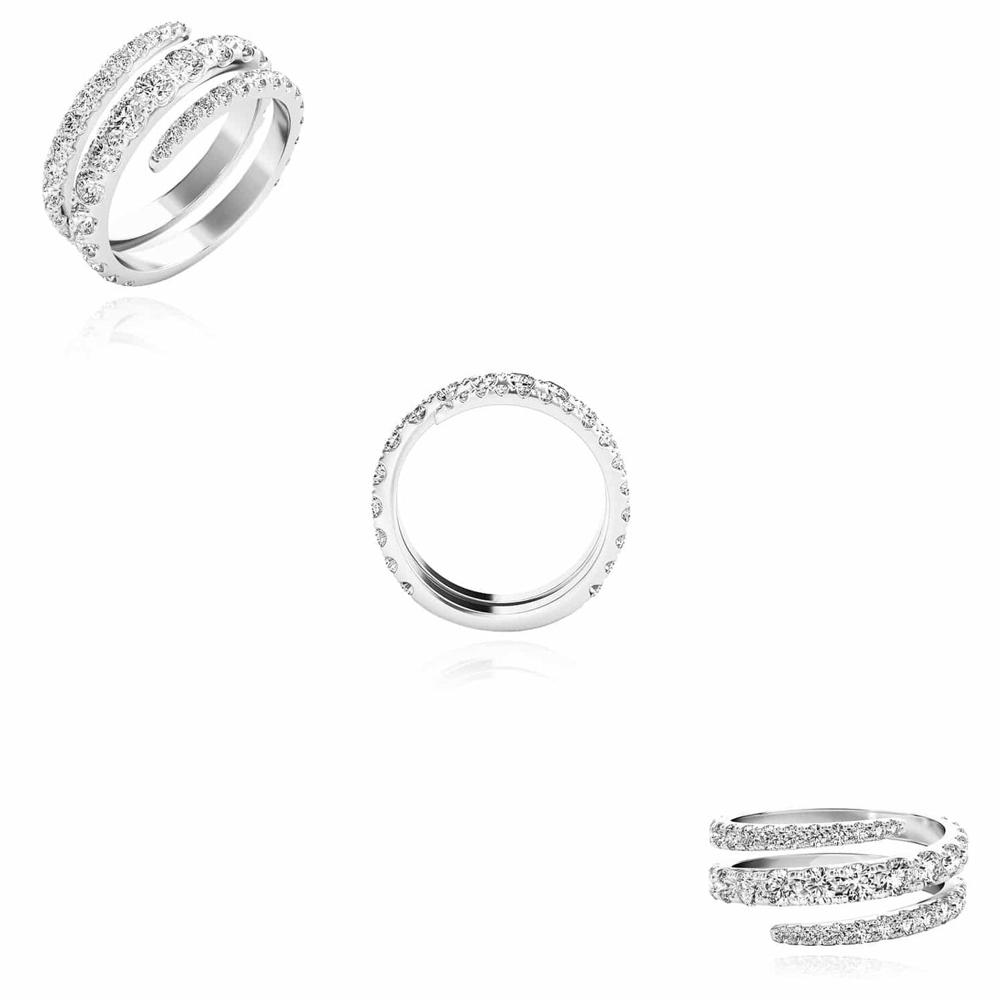 1.50CTW Lab-Grown Diamond 14K White Gold Split Shank Swirl Band Ring