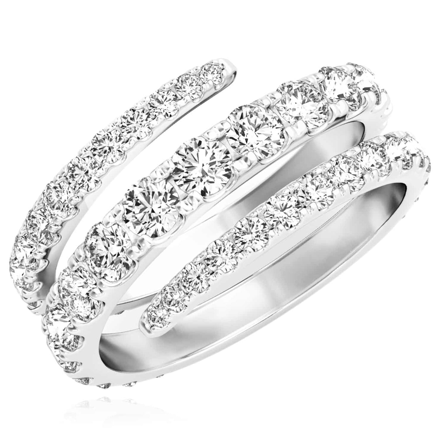 1.50CTW Lab-Grown Diamond 14K White Gold Split Shank Swirl Band Ring