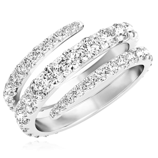 1.50CTW Lab-Grown Diamond 14K White Gold Split Shank Swirl Band Ring