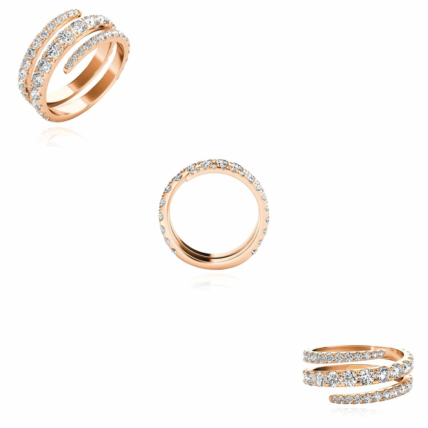 1.50CTW Lab-Grown Diamond 14K Rose Gold Split Shank Swirl Band Ring