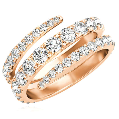 1.50CTW Lab-Grown Diamond 14K Rose Gold Split Shank Swirl Band Ring