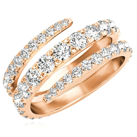 1.50CTW Lab-Grown Diamond 14K Rose Gold Split Shank Swirl Band Ring