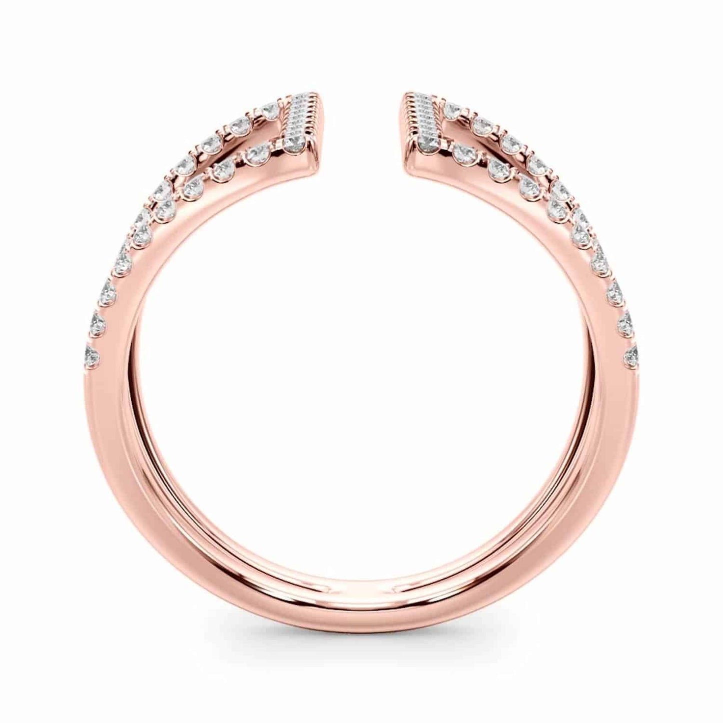 0.50CTW Real Diamond 14K Rose Gold Bridge Connected Dual Band Ring