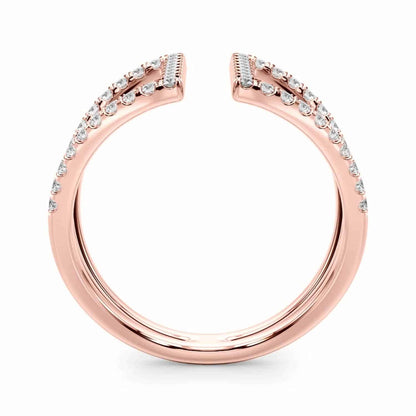 0.50CTW Real Diamond 14K Rose Gold Bridge Connected Dual Band Ring