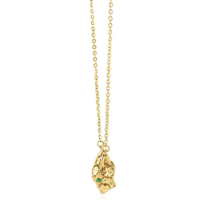 14K Real Gold Green Enamel Eyes Panther Pendant Necklace 16"-18" Adjustable