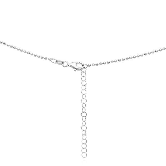 Engravable Sterling Silver Ball Bead Chain Dog Tag Pendant 16" - 18" Adjustable - WJD Exclusives