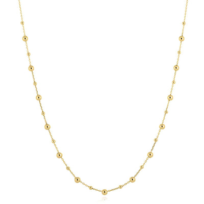 14K Yellow Gold Alternating Ball Beaded Chain (Hollow) 16.5" - 18" Adjustable - WJD Exclusives