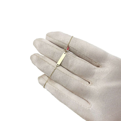 Kids 14K Real Gold Yellow Rainbow Swan Strawberry Engravable ID Bracelet 4.75"-5.5"