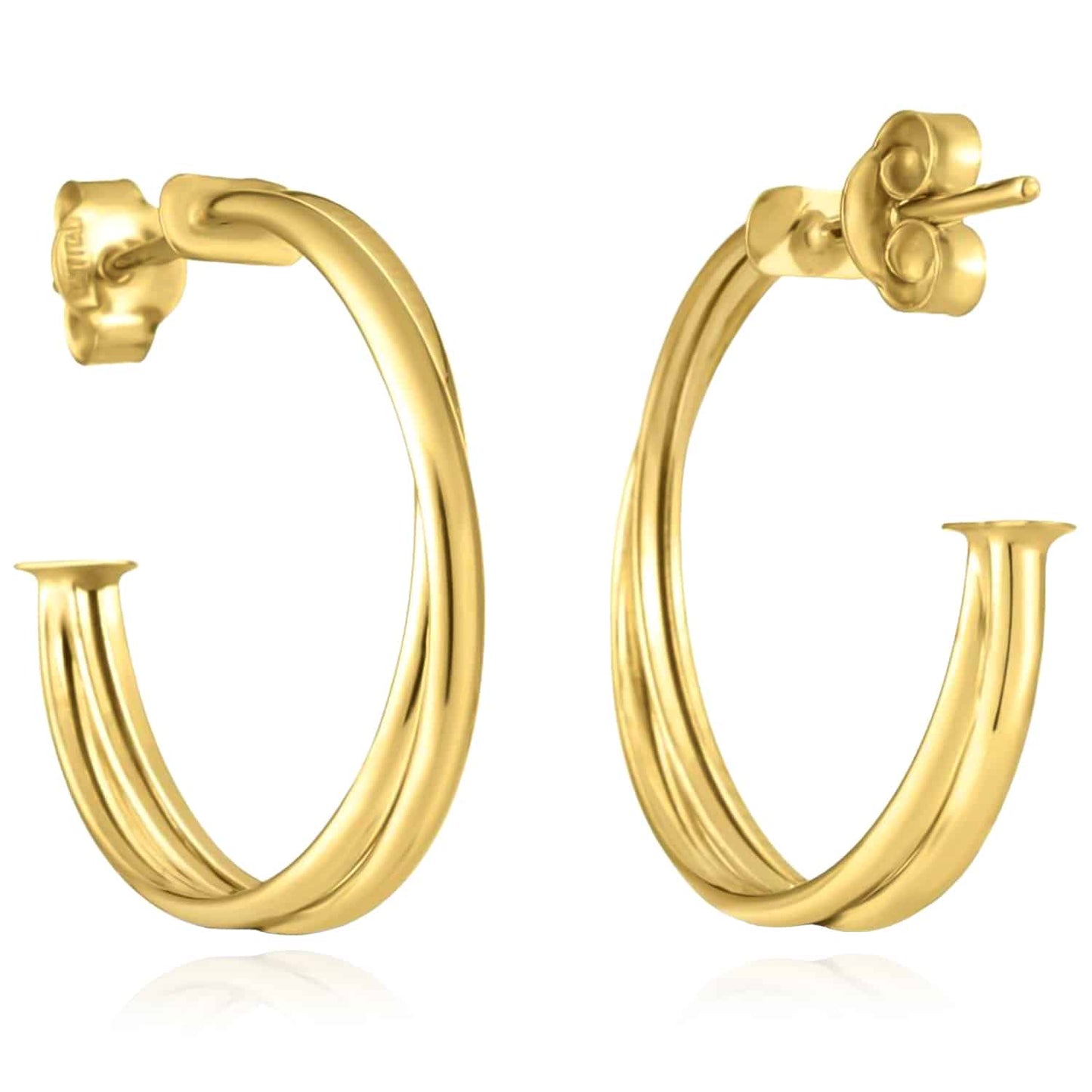 14K Real Gold Interlinked Hoop Earrings 15mm-23mm