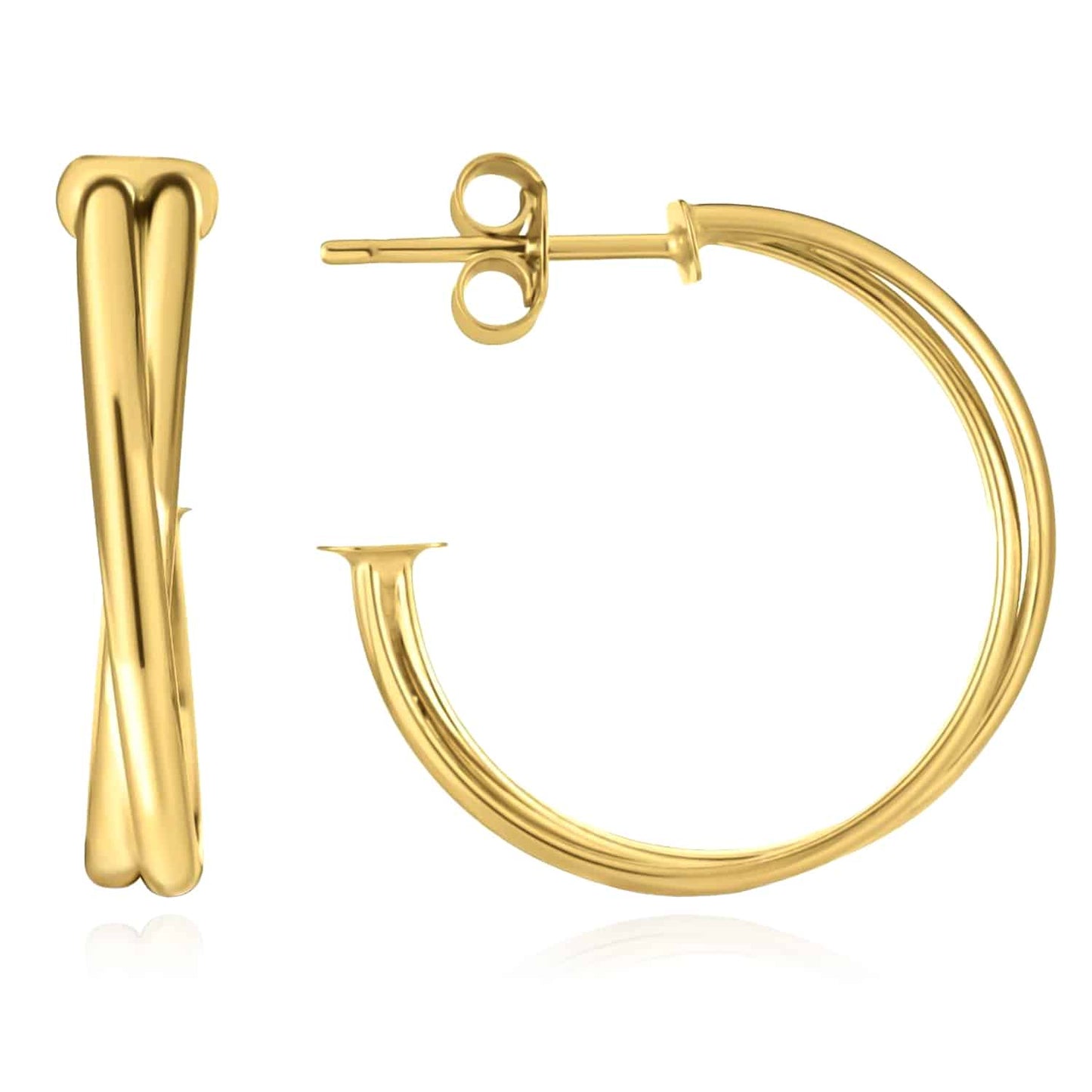 14K Real Gold Interlinked Hoop Earrings 15mm-23mm