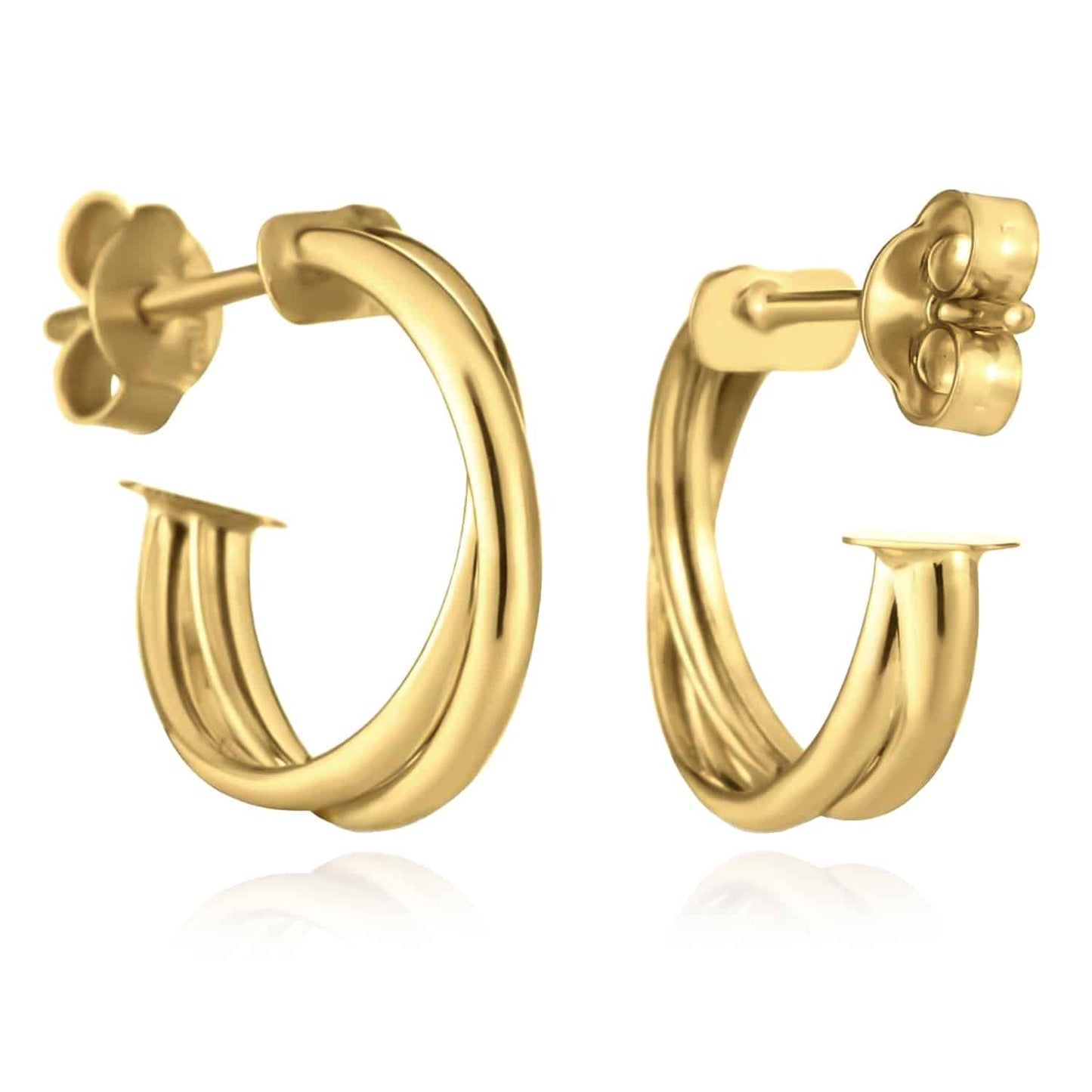14K Real Gold Interlinked Hoop Earrings 15mm-23mm