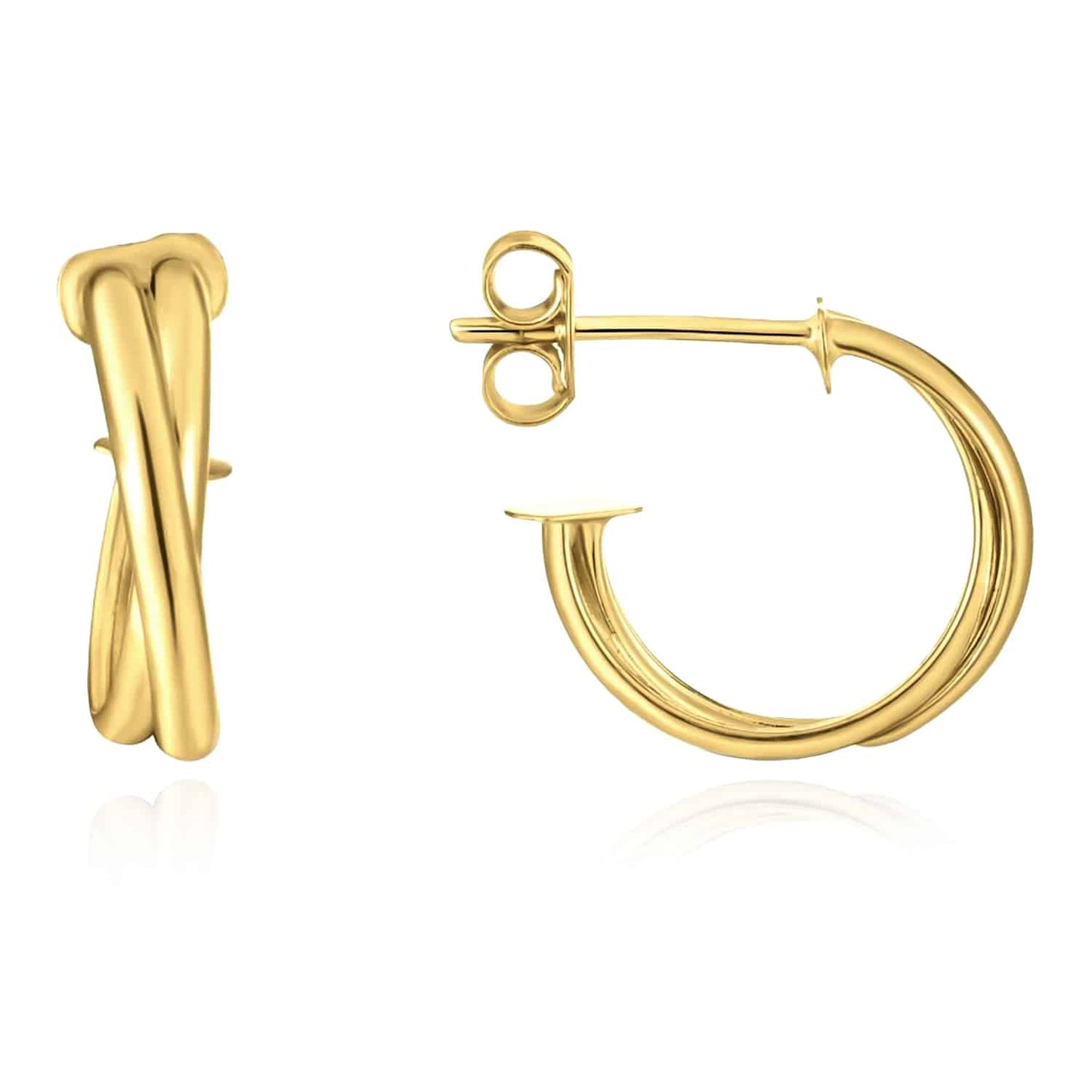 14K Real Gold Interlinked Hoop Earrings 15mm-23mm