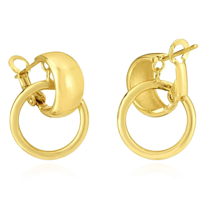 14K Gold Avant - Garde Interlocking Hoop Earrings 22mm - WJD Exclusives