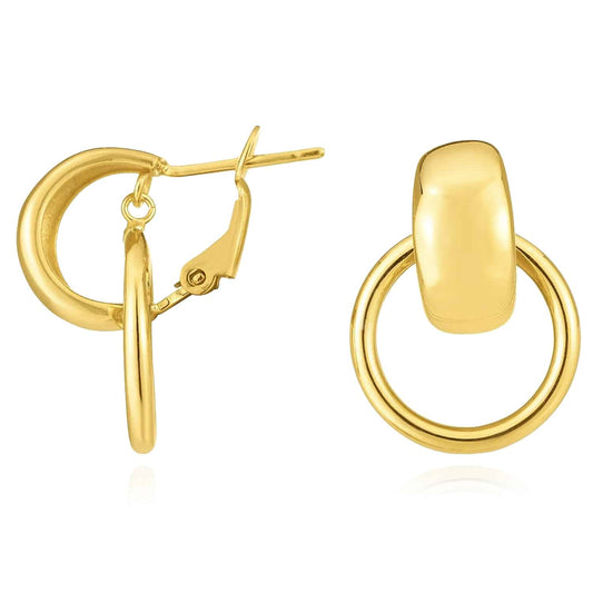 14K Real Gold Avant-Garde Interlocking Hoop Earrings 22mm