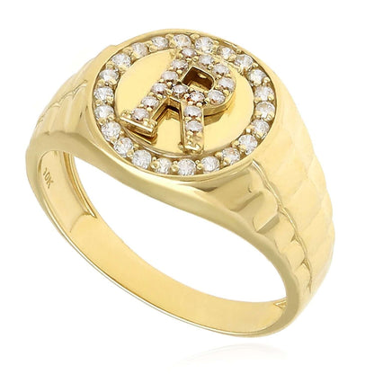 0.30CTW CZ 10K Gold Yellow Initial Signet Ring