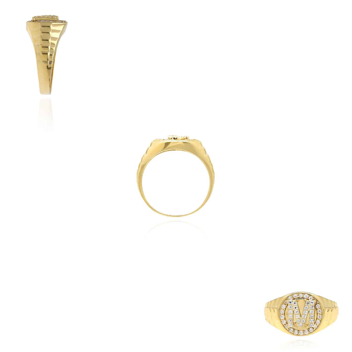 0.30CTW CZ 10K Gold Yellow Initial Signet Ring - WJD Exclusives