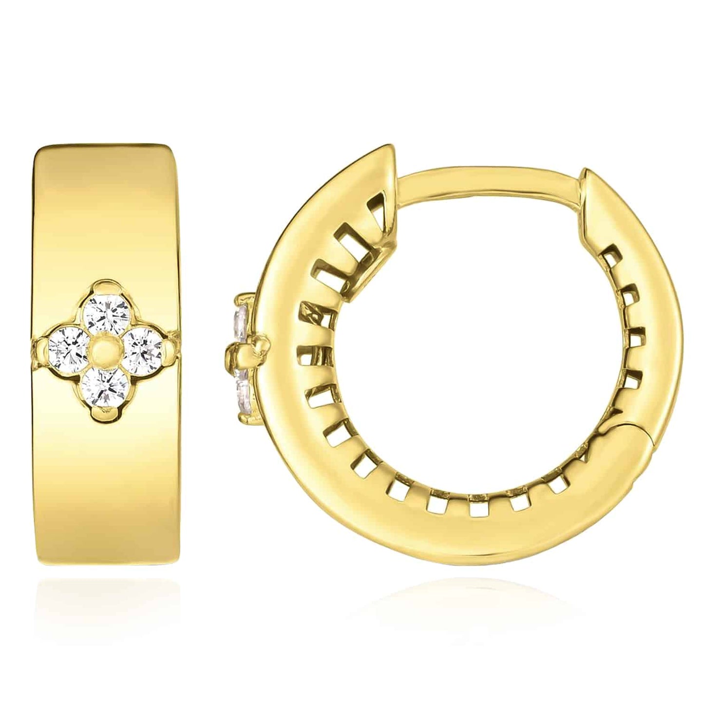 0.20CTW Real Diamond 14K Real Gold Hoop Earrings 16.5mm