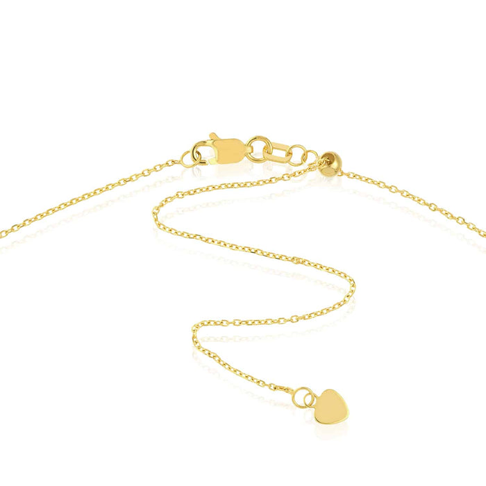 0.30CTW Natural Diamond 14K Yellow Gold Cuban Necklace (Solid Links) 14" - 17" Adjustable - WJD Exclusives