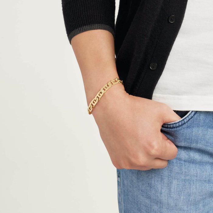 14K Yellow Gold 8.4mm Window Anchor Mariner Bracelet (Solid Links) 8.5" - WJD Exclusives