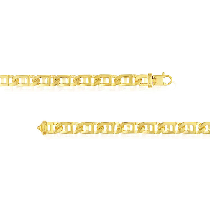 14K Yellow Gold 8.4mm Window Anchor Mariner Bracelet (Solid Links) 8.5" - WJD Exclusives