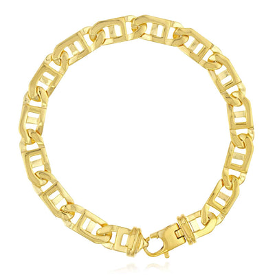 14K Yellow Gold 8.4mm Window Anchor Mariner Bracelet (Solid Links) 8.5" - WJD Exclusives