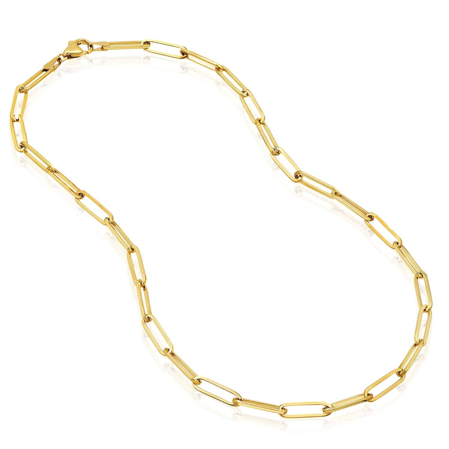 Solid 14K Real Gold 5mm Paperclip Chain Necklace 18" 24"